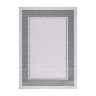 Martha Stewart Alena Bordered Washable Outdoor Rectangular Area Rug In Gray