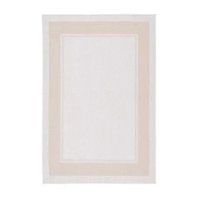 Martha Stewart Alena Bordered Washable Outdoor Rectangular Area Rug In Sand