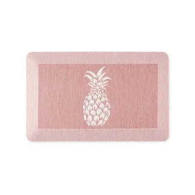Martha Stewart Aloha Modern Pineapple Anti-fatigue Air-infused Kitchen Mat In Spice Red