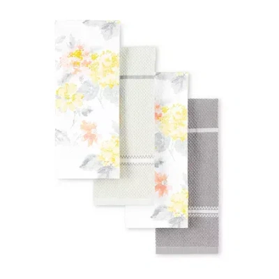 Martha Stewart Amber Floral 4-pc. Kitchen Towel Set In Yellow