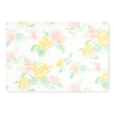 Martha Stewart Amber Floral Daisy Stripe Reversible Water-resistant Kitchen Mat In Pink