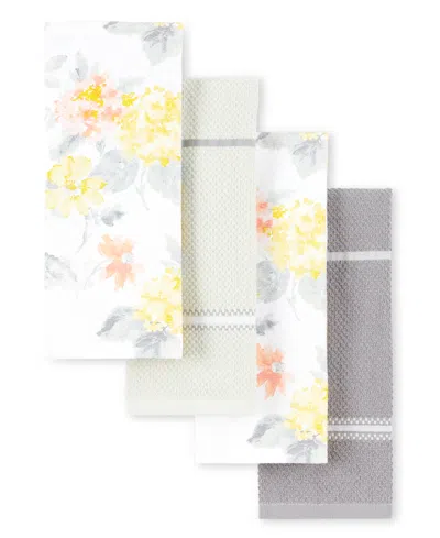Martha Stewart Amber Floral Kitchen Towel Set 2-pack, 16" X 28" In Yellow,coral