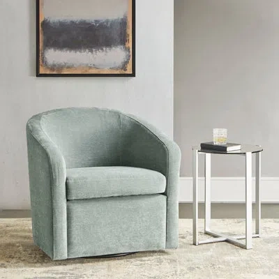 Martha Stewart Amber Modern Velvet Swivel Chair In Light Blue Polyester