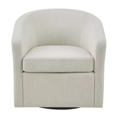 Martha Stewart Amber Swivel Upholstered Armchair In White