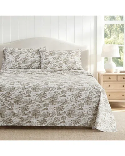 Martha Stewart Amelie Toile Cotton Percale Sheet Set In Neutral