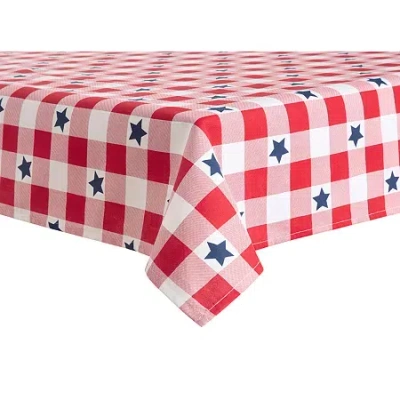 Martha Stewart Americana Star Gingham Plaid Single Pack Tablecloth In Red