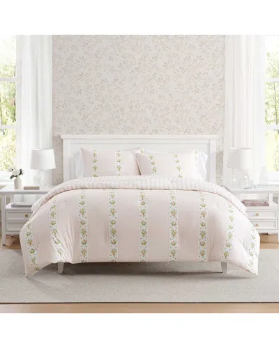 Martha Stewart Annabelle Stripe Cotton Comforter Set In Neutral
