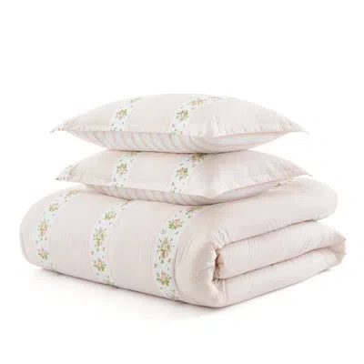 Martha Stewart Annabelle Stripe Cotton Reversible Comforter Set In Multi
