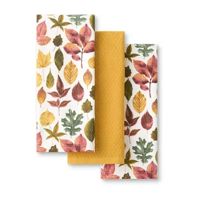Martha Stewart Autumn Harvest Leaves Kitchen Towel Set In Multi