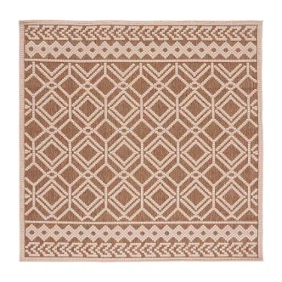Martha Stewart Ava Bordered 6'7" X 6'7" Outdoor Square Area Rug In Brown