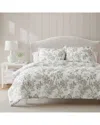 Martha Stewart Avery Floral 100% Cotton Sateen Comforter Set In White