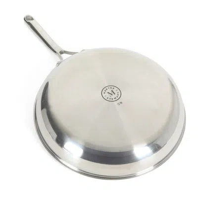 Martha Stewart Badgley Hybrid Nonstick 12 Inch Triply Stainless Steel Large Fry Pan With Lid & Stay Cool Handle - L In Silver