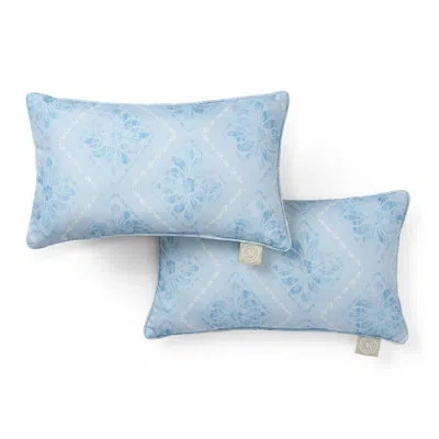 Martha Stewart Becca Stripe Boho Geo Indoor Outdoor Decorative Pillow 2-pack Set, Uv Fade Resistant, Water Repellen In Sky Blue