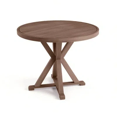 Martha Stewart Bedford 36" All-weather Aluminum Patio Table With Trestle Base In Brown