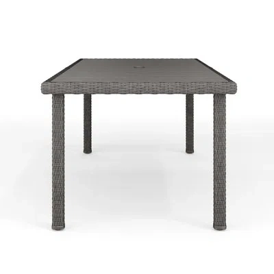 Martha Stewart Bedford 71" Outdoor Rattan Wicker Patio Table With Engineered Wood Top In Gray