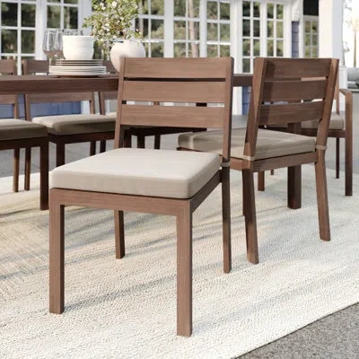 Martha Stewart Bedford All-weather Stacking Patio Side Dining Chairs With Seat Cushions In Beige,brown