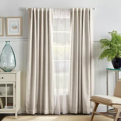 Martha Stewart Bedford Back Tab Blackout Set Of 2 Curtain Panel In White
