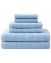 Martha Stewart Bedford Cottage 100% Cotton Solid 6pc Towel Set In Blue