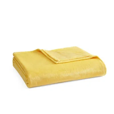 Martha Stewart Bedford Solid Plush Reversible Blanket In Yellow