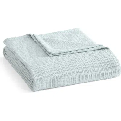 Martha Stewart Bedford Tile Basket Weave Cotton Blanket In Blue