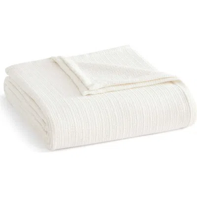 Martha Stewart Bedford Tile Basket Weave Cotton Blanket In White