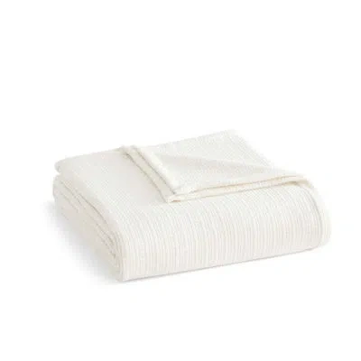 Martha Stewart Bedford Tile Solid Cotton Reversible Blanket In White