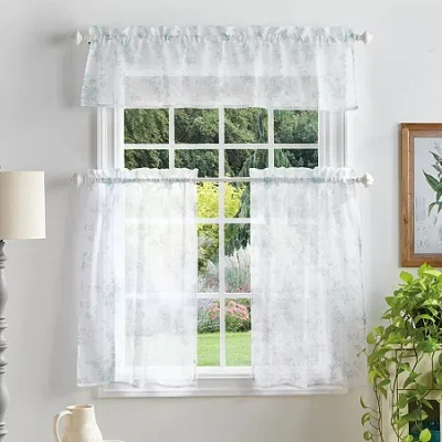 Martha Stewart Bellefield Floral Sheer 3-pc. Rod Pocket Window Tier In White