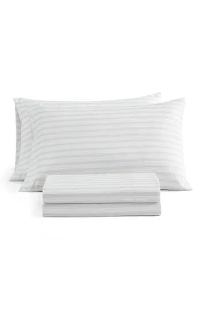Martha Stewart Blooming Stripe Microfiber Sheet Set In White
