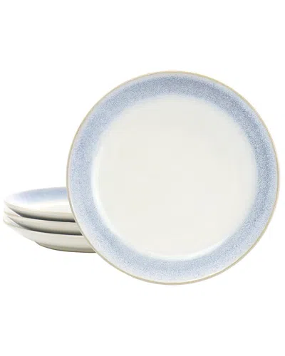 Martha Stewart Blue Rim 4pc 8.25in Round Dessert Plate Set In White