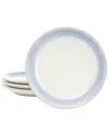 Martha Stewart Blue Rim 4pc 8.25in Round Dessert Plate Set In White