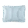 Martha Stewart Blue Ruffle Reversible Pillow Sham In Blue