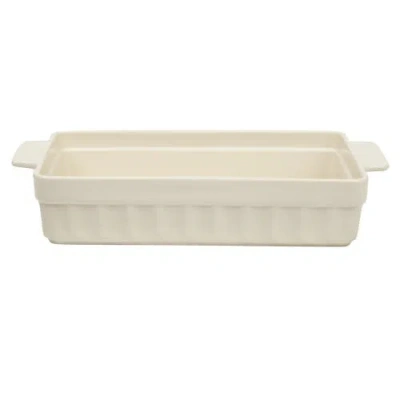 Martha Stewart Broadbrook 13x9 Inch Rectangular Stoneware Baking Dish With Handles, Oven Safe In White