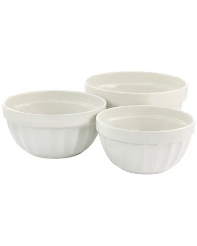 Martha Stewart Broadbrook 3pc Stoneware Mixing Bowl Set In White
