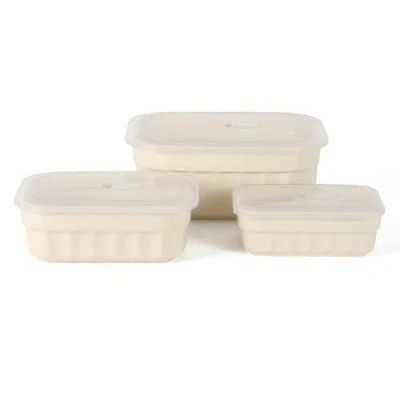 Martha Stewart Broadbrook 6-piece Stoneware Meal Prep Container Set With Lids, Oven & Microwave Safe In White