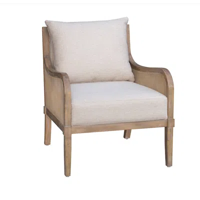 Martha Stewart Cane Accent Chair With Removable Back Cushion In Neutral