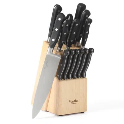 Martha Stewart Carverton 14 Piece High Carbon Stainless Steel Cutlery Kitchen Knife Block Set W/abs Triple Riveted  In Black