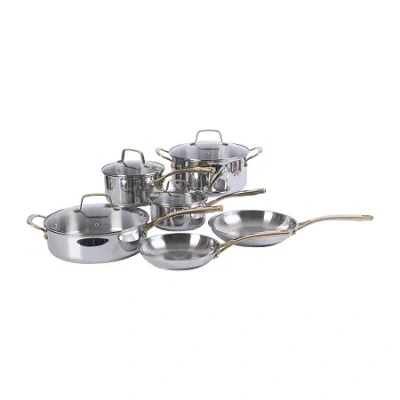 Martha Stewart Castelle Stainless Steel 10-pc. Cookware Set In Silver