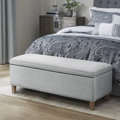 Martha Stewart Caymus Upholstered Flip Top Storage Bench In Gray