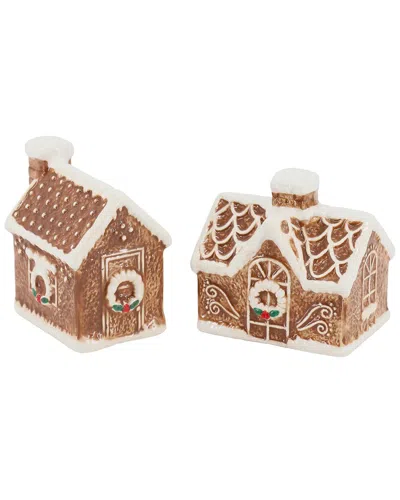Martha Stewart Ceramic Gingerbread House Salt & Pepper Shaker Set In Brown