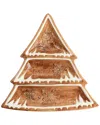 Martha Stewart Ceramic Gingerbread Tree 3 Sectioned Tidbit Tray In Brown