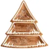 Martha Stewart Ceramic Gingerbread Tree 3 Sectioned Tidbit Tray In Brown In Brown
