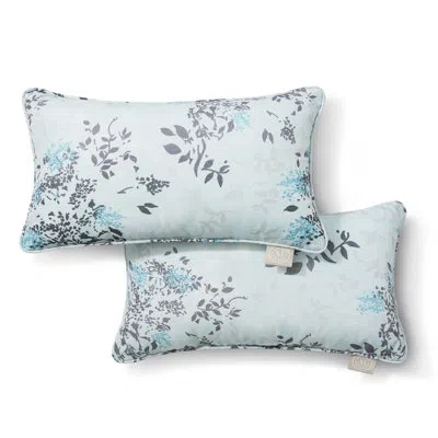 Martha Stewart Charming Foliage Indoor Outdoor Pillow 2-pack Set, 18" In Aqua Blue