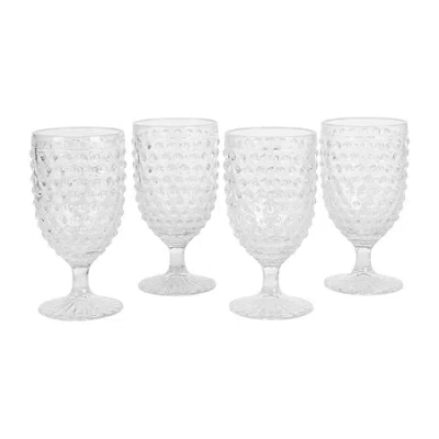Martha Stewart Chauncey Hobnail 4-pc. Glass Goblet Set In Transparent