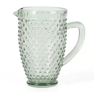 Martha Stewart Chauncey Hobnail Glass Serving Pitcher In Green