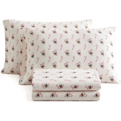 Martha Stewart Chickadee Pines Cotton Flannel Sheet Set In Multi