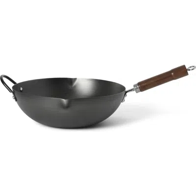 Martha Stewart Chisholm 13.5-inch Carbon Steel Nonstick Flat Bottom Wok In Black