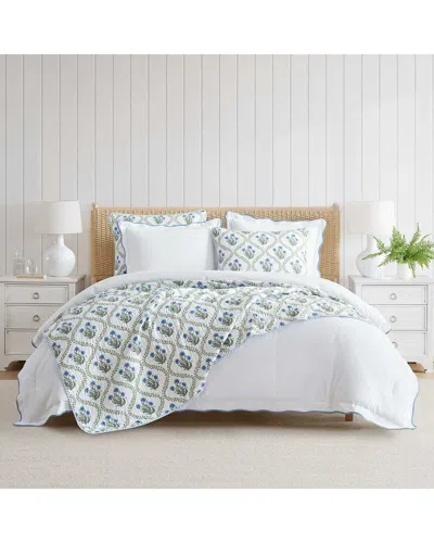 Martha Stewart Chloe Cotton Percale Quilt Set In White