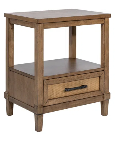 Martha Stewart Collection 22" Wood Salina Wide Woven Cane Nightstand In Toasted Almond