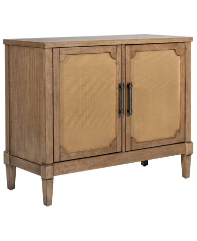 Martha Stewart Collection 36.5" Wood Salina Wide Woven Cane Accent Cabinet In Toasted Almond