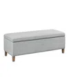 Martha Stewart Collection Martha Stewart Caymus 48" Wide Rectangular Fabric Soft Close Storage Bench In Light Gray